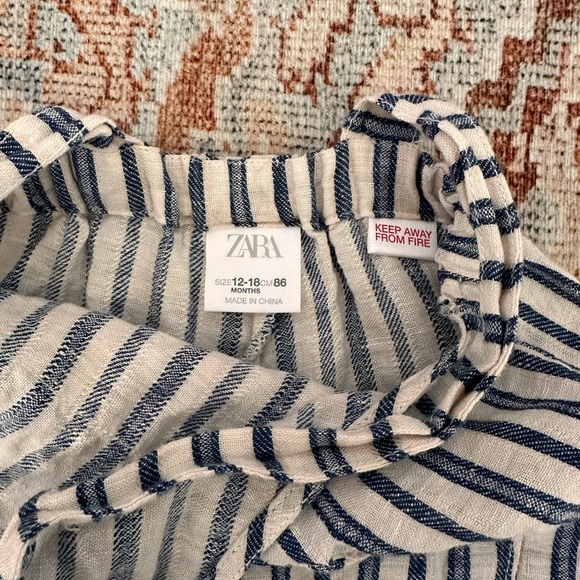 Zara baby striped linen overalls - Picture 3 of 3
